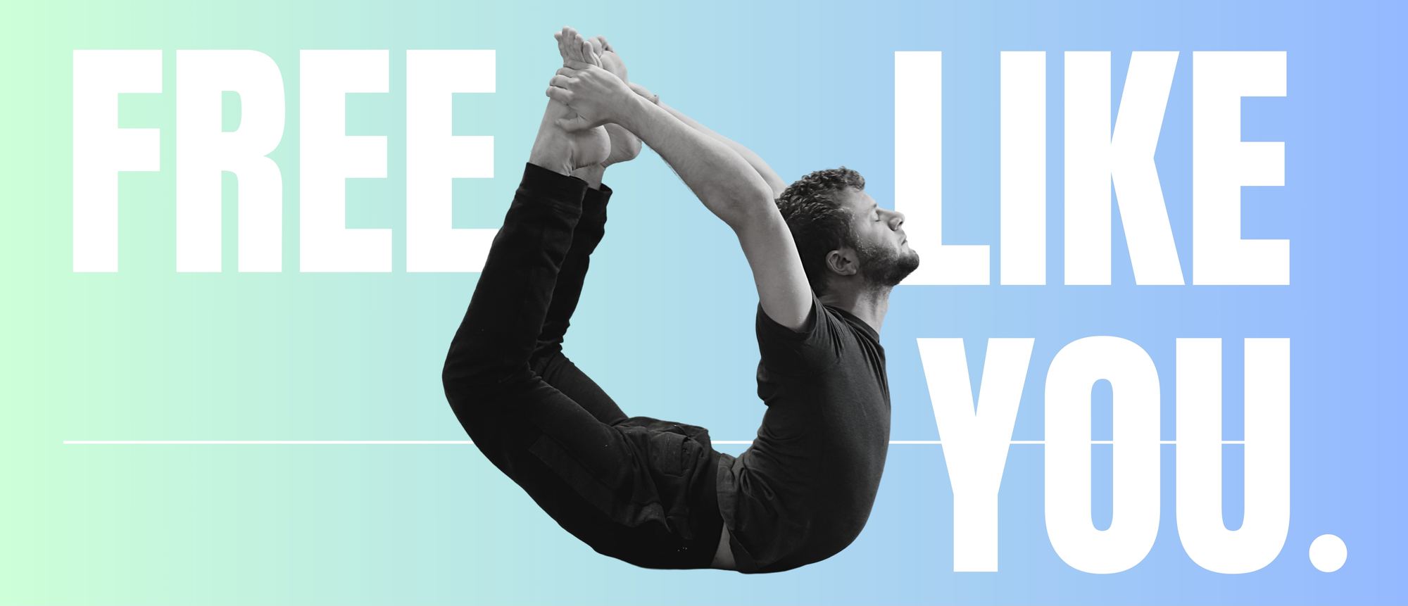 Free Like You: Revolution Yoga graphic of a yogi in bow pose