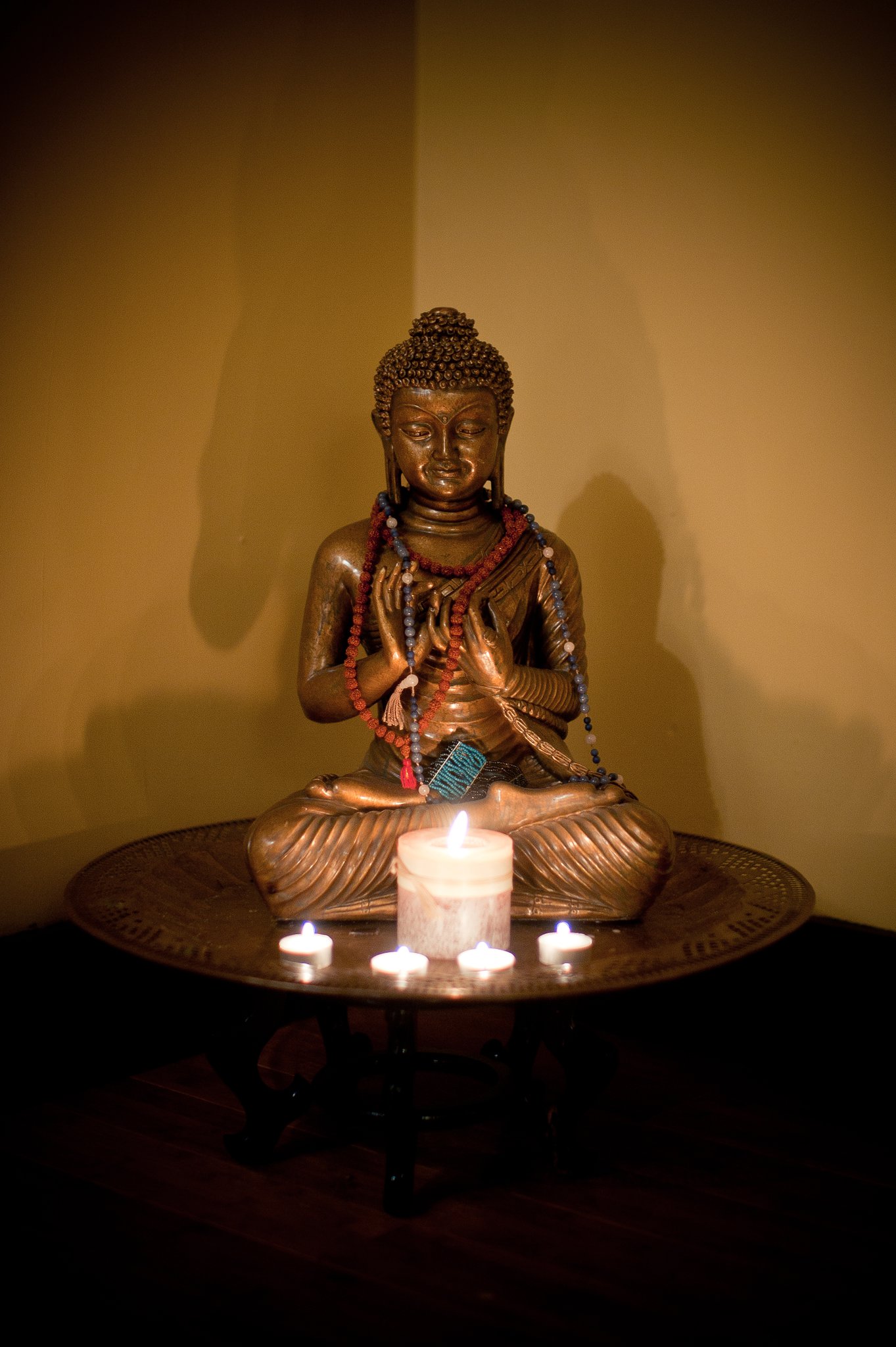 Altar with Buddha statue in studio