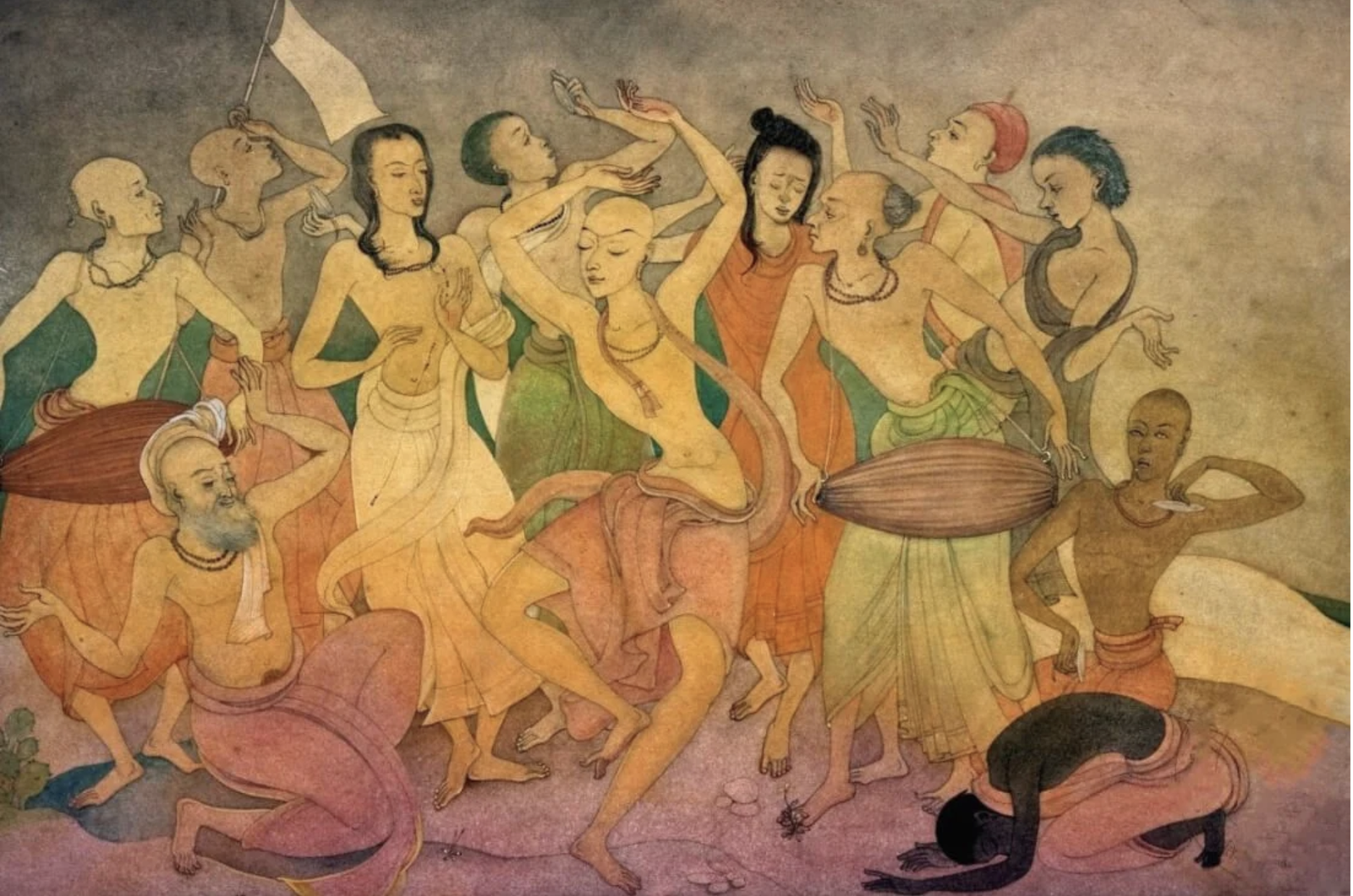Chaytania Kirtana by Kshitindranath Mazumdar, Bengal School of Art