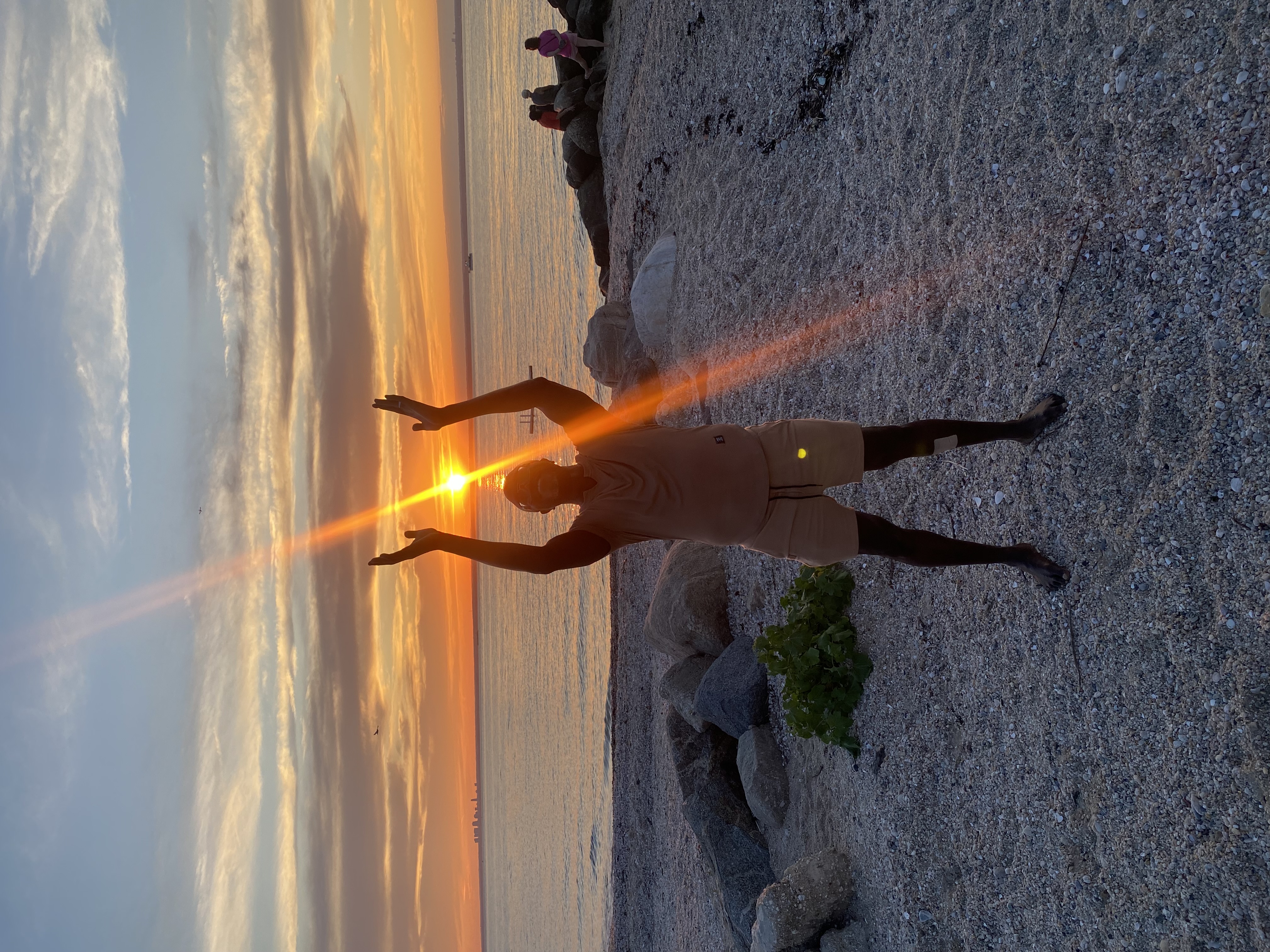 Anthony Heyward greeting the sunrise on the beach