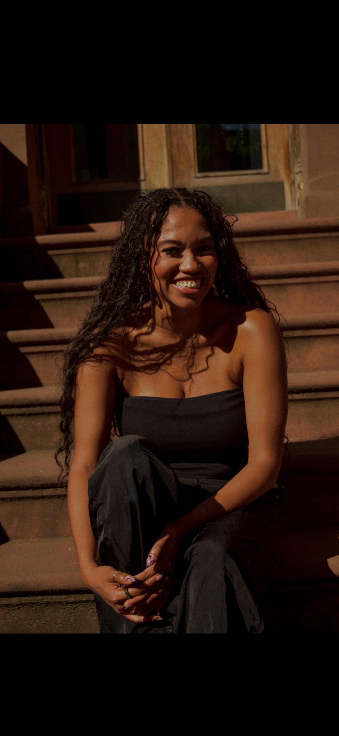 Paulina James on the stoop